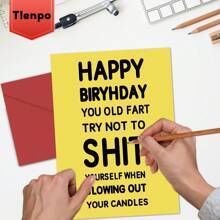 Tlenpo 1 Miếng Nam Vui & Sinh nhật Thẻ Bộ , Hoàn hảo Duy nhất Quà sinh nhật Đối với Anh em , Ông , Bố , Không phổ biến Mặt hàng , Thẻ , Bao gồm Thẻ Và - Màu vàng - Xem 5