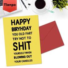 Tlenpo 1 Miếng Nam Vui & Sinh nhật Thẻ Bộ , Hoàn hảo Duy nhất Quà sinh nhật Đối với Anh em , Ông , Bố , Không phổ biến Mặt hàng , Thẻ , Bao gồm Thẻ Và - Màu vàng - Xem 3