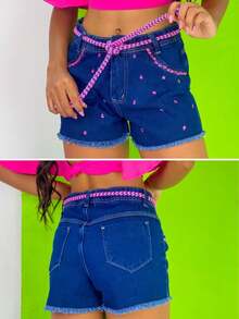 Tween Girls Denim Shorts - 深色水洗藍 - 查看 4