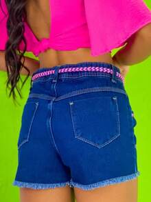 Tween Girls Denim Shorts - 深色水洗藍 - 查看 2