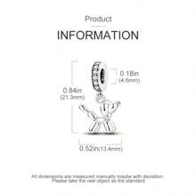 1入銀色鍍層閃亮立體氣球狗立體吊墜,適合製作diy手鐲和項鍊 - 銀色 - 查看 3
