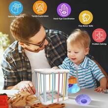 1 Set Children's Abs Shape Sorter Montessori Toy, Large 14cm Colored Cube & 6 Multi-Textured Sensory Shapes For Skill Building & Educational Fun, Ideal As Birthday Gift For Ages 0-3School, Student,Stationery,School Supplies Shape Sorter,Activity Cube,Montessori Toys,Shape Sorter,Activity Cube,Busy Cube,Shape Sorter,Activity Cube,Busy Cube