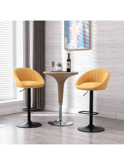 WAHSON OFFICE CHAIRS Wahson Bar Stool Set Fabric Stools Swivel Kitchen Height Adjustable Stool, Linen Kitchen/Home (Beige) view 5