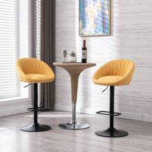 WAHSON OFFICE CHAIRS 2PCS Wahson Bar Stool Set Fabric Bar Stools Bar Stool Swivel Kitchen Stool Height Adjustable Bar Stool, Linen For Kitchen/Home Bar (Beige) - Yellow - View 6