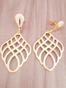 Stud Earrings - 金黃色 - 查看 3
