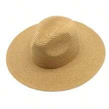1pc Unisex Panama Straw Hat With Wide Brim, Foldable, Jazz Style, Beach Sun Hat For Summer Boho - Lanyard - View 14