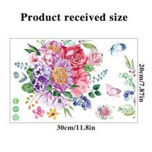 1張防水自黏花和蝴蝶裝飾廁所貼紙,為您的浴室增添浪漫氛圍 - 彩色 - 查看 3