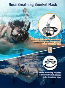 Half Face Snorkel Mask - Foldable, Dry Type, Multifunctional Snorkel Mask With 180° Panoramic View, Anti-Fog & Leak-Proof, Suitable For Adults With Camera Mount Diving Equipment, Beach Essentials, Beach Accessories, Pool Float - Black - View 4