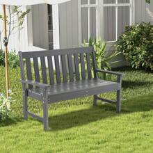 Garden Bench Weatherproof, 2 Seater Park Bench Plastic, Outdoor Bench Loadable Up To 320kg, Patio Bench With High Backrest & Armrest, Bench Garden Balcony Patio, 132 X 65 X 91 Cm, Gray