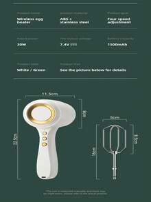 Electric Egg Beater Handheld Mixer, Rechargeable For Convenient Use - White - View 11