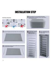 Zapatero con funda de tela con zapatero de 6 niveles, estructura de acero y conexiones de plástico para almacenamiento y almacenaje de zapatos - Gris Claro - Ver 8