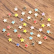 50pcs/Pack Fashionable Enamel Droplet Shaped Star Charm Pendant, Perfect For Diy Jewelry Making Such As Bracelet, Necklace, Keychain, Etc.