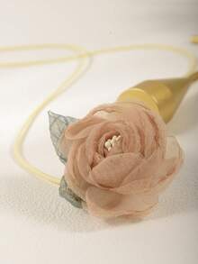 1條甜美女孩紫色網眼布花緞帶長項鍊 - 紫色 - 查看 10