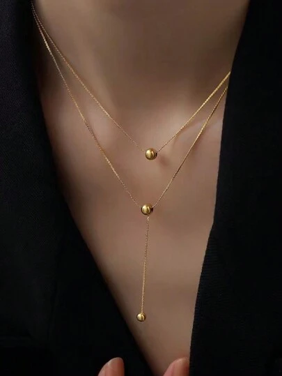 S925 Sterling Silver Dubbellager Runt Pärlhalsband Graduation Smycken För Kvinnor Flickor Outfits Bär