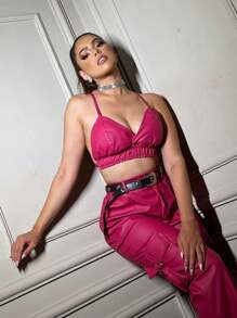 Women Two-Piece Outfits - Bụi hồng - Xem 4