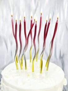 12 件套三色渐变金色曲线生日派对蛋糕装饰蜡烛 - 彩色 - 查看 6