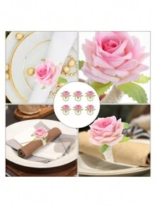 1pc/6pcs/12pcs/24pcs Simulation Napkin Rings Western-Style Hotel Mouth Cloth Handmade Creative Mori Style Rose Napkin Holder New Napkin Buckle
