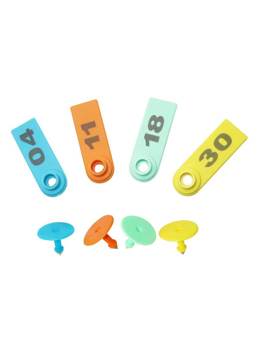 30pcs Yellow Sheep Ear Tags With Numbers No.01-30, Livestock Ear Marking Identification Tags Pig Copper Ear Rings Animal Marking Tool In 4 Colors - Yellow - View 1