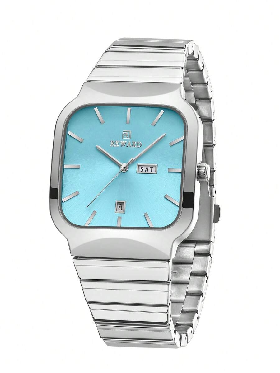 REWARD Men's Quartz Watch Business Fashion Style Timing Calendar Luminous Hands Multi-Functional Men Wristwatch High Quality Gift Classic Design Stainless Steel Watch Band