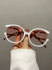 New Retro Big Frame Round Fashion Fashion Glasses, Party Eyewear For Women, High-End Street Style For Summer Beach Vacation,Outdoor,Travel