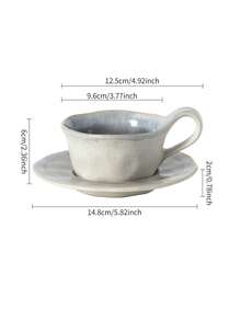 1set 200ml Vintage Crackle Glaze Ceramic Cup & Saucer Set, Espresso/Latte Art Coffee Cup And Plate - View 3