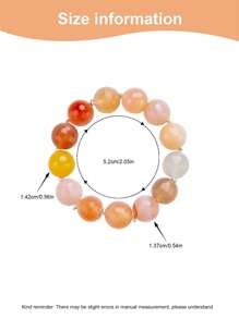 [VE] 1pc 天然彩色玛瑙珠手链，多巴胺玛瑙手链，色彩缤纷，光芒四射，象征着充沛的幸福和无穷的活力。佩戴它就像注入了快乐的能量，让心情不断愉悦，点亮生活的每一刻，展现独特的魅力和优雅。天然宝石颜色随机分配。 - 彩色 - 查看 5
