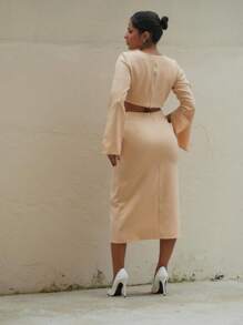 Women Two-Piece Outfits - 杏色 - 查看 2