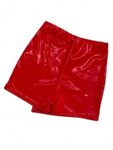 Short falda de vinipiel brilloso - Rojo - Ver 2