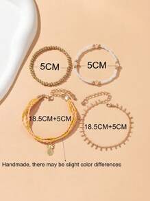 4入組兒童菠蘿掛墜編織珠子腳鏈套裝 - 彩色 - 查看 3