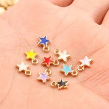 50pcs/Pack Fashionable Enamel Droplet Shaped Star Charm Pendant, Perfect For Diy Jewelry Making Such As Bracelet, Necklace, Keychain, Etc.