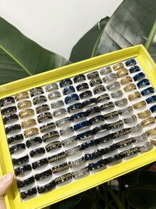 10/20 Piezas/set Anillo De Moda De Acero Inoxidable Con Números Romanos Para Hombres, Adecuado Para El Uso Diario Y Como Accesorio Para Festivales, Tamaño Y Color Al Azar - Multicolor - Ver 7