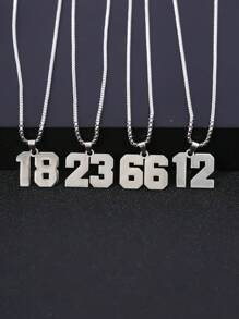 1pc Stainless Steel 0-99 Baseball, Football, Basketball Jersey Number Sport Pendant Necklace