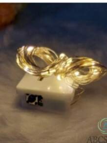 Kit 10 Fio De Led 2 Metros Fada Para Decoração De Natal / Ano Novo / Natal / Casamento De Bateria - Amarelo mostarda - Visão 5