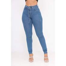 Women Jeans - 中等水洗藍 - 查看 1