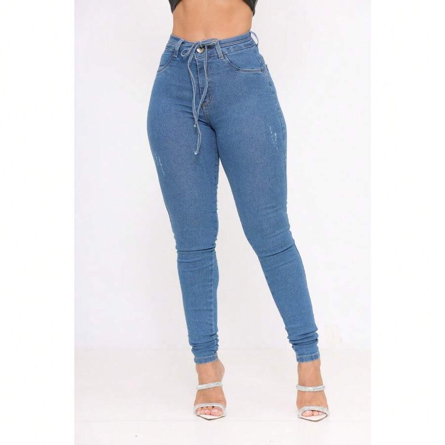 Women Jeans - 中等水洗藍 - 查看 1