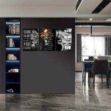 3 件/套木质相框帆布海报，现代艺术，狮子励志名言帆布办公室海报，卧室客厅走廊的理想礼物，墙壁艺术，墙壁装饰，冬季装饰，墙壁装饰，房间装饰，墙壁海报墙壁艺术装饰壁画，家居装饰，海报艺术 - 彩色 - 查看 9