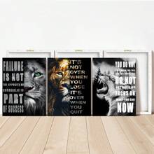 3 件/套木质相框帆布海报，现代艺术，狮子励志名言帆布办公室海报，卧室客厅走廊的理想礼物，墙壁艺术，墙壁装饰，冬季装饰，墙壁装饰，房间装饰，墙壁海报墙壁艺术装饰壁画，家居装饰，海报艺术 - 彩色 - 查看 7