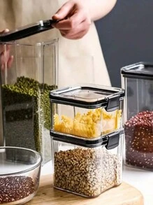 5 peças/1 peça Recipientes Vedados para Armazenamento de Alimentos, Potes de Armazenamento de Alimentos de Grande Capacidade, Recipientes Herméticos de Poliamida para Armazenamento de Alimentos, Recipientes Transparentes Simples para Armazenamento de Alimentos, Recipientes Herméticos Multifuncionais para Armazenamento de Grãos, Adequados para Organização de Armazenamento de Cozinha, Adequados para Grãos, Arroz, Massa, Chá, Nozes e Grãos de Café
