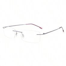 1pc Rimless Titanium Lightweight Non-Prescription Glasses, Screwless Hinge, Bendable Temple Suitable For Cosplay, Teachers, Lawyers Clear Glasses Accessories Glasses Accessories For Women - Clear - View 16
