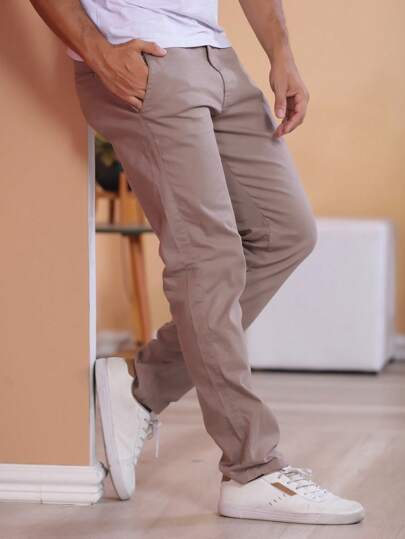 Calça Masculina em Sarja com Elastano Estilo Alfaiataria Esporte Fino Elegante com Bolsos Alta Durabilidade