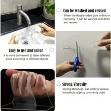 1/4/8 Roll Strong Double Side Stick Transparent Tape Washable Reusable Double-Sided Nano Tape Adhesive No Trace Paste Removable Glue Cleanable Household, 1mm Thickness