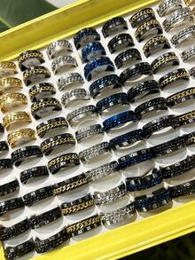 10/20 Piezas/set Anillo De Moda De Acero Inoxidable Con Números Romanos Para Hombres, Adecuado Para El Uso Diario Y Como Accesorio Para Festivales, Tamaño Y Color Al Azar - Multicolor - Ver 4