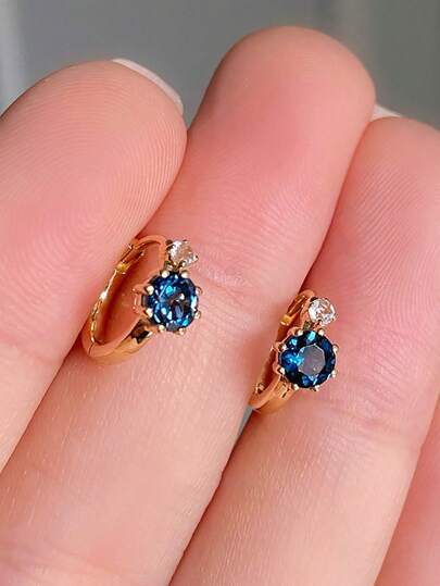 GAGAFEEL 1 Pair Elegant Retro S925 Sterling Silver Blue  Planetary Ear Buckle Earrings Earrings For Women Girl Retro Party Dating Gift Daily Wear Birthday Gift