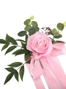 1入組婚禮椅子花裝飾人工花藝擺設椅背走道花裝飾,適用於婚禮、派對等場合 - 彩色 - 查看 10