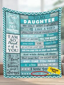 1 件定制名字毯给我的女儿毯定制女儿名字毯，母亲送给成年女儿的礼物，个性化女儿生日礼物，儿童节、父亲节、毕业典礼、婚礼、圣诞节、乔迁之喜的有意义的礼物沙发、床、车、茶室、卧室、客厅 - 彩色 - 查看 2