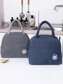 1pc Lunch Bag For Work, Student, Insulated Cooler Bag For Outdoor Picnic, With Ice Pack, Food Container Organizer - Blue - View 3