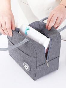 1pc Lunch Bag For Work, Student, Insulated Cooler Bag For Outdoor Picnic, With Ice Pack, Food Container Organizer - Blue - View 7