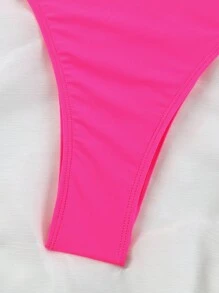 Sexy V Neck Colorblock One-Piece Elegant Women's Swimsuit  Summer Spring 2026 Beach Holiday Outfits,Birthday Outfits For Women,Gym Wear Women,Elegant Dress Women,Elegant Dress Women,Vacation Outfits Women,Going Out Top - 粉色 - 查看 5