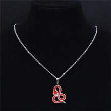 Snake Stainless Steel Red Crystal Pendant Necklace Women Silver Color Gothic Snake Necklaces - Silver - View 3