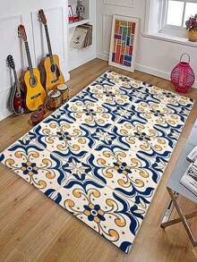 1 Miếng Flannel Phòng khách Thảm trải sàn Người Mỹ Retro In Thảm cửa Không trượt Tấm lót - Nhiều màu - Xem 7